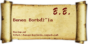 Benes Borbála névjegykártya